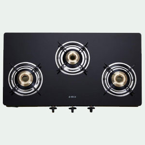 elica vetro glass top 3 burner gas stove